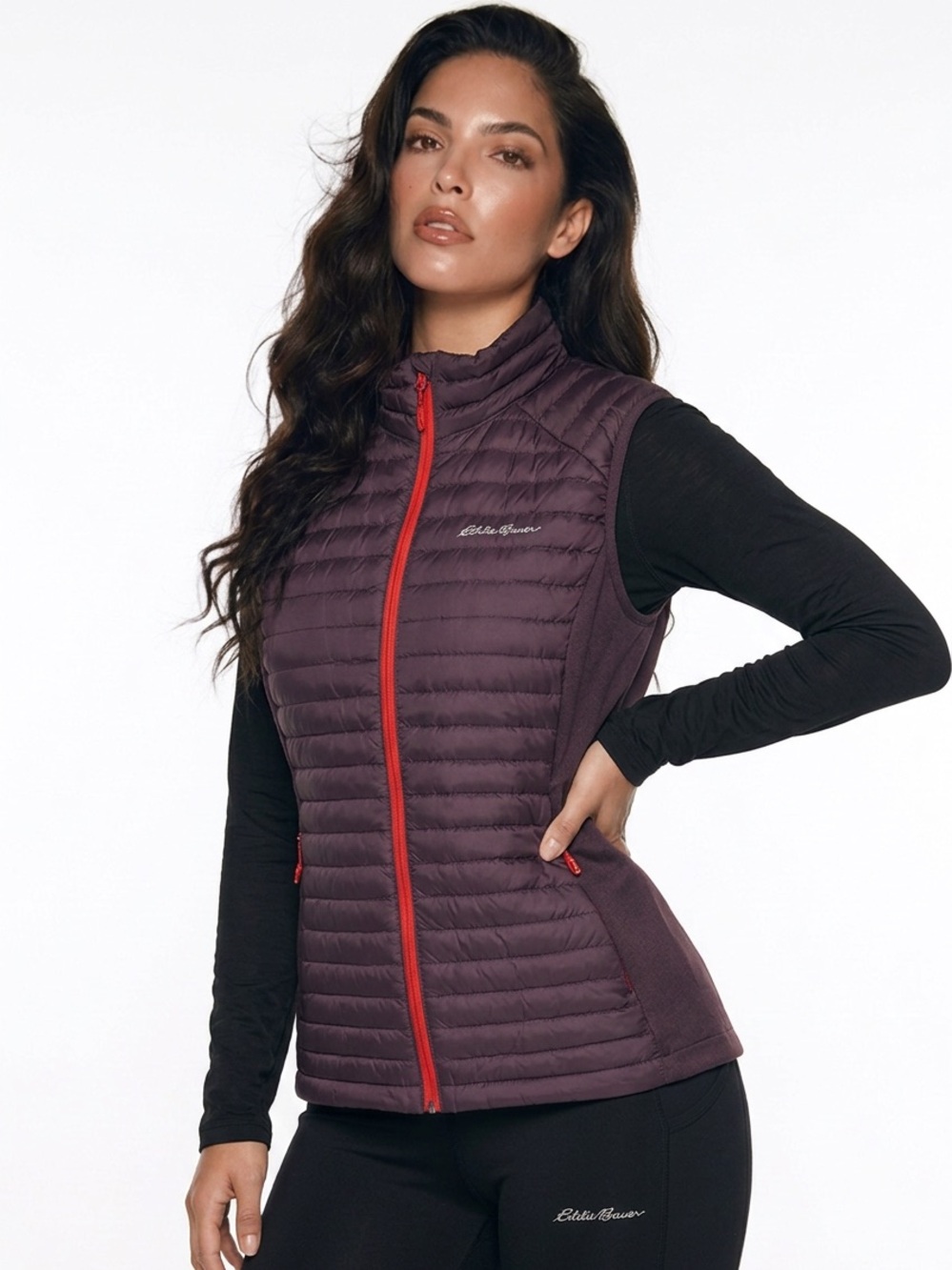 Eddie Bauer Women’s Red and Purple XL Vest w Goose Down